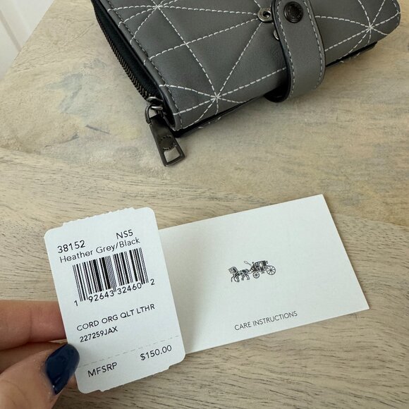 Coach Quilted Leather Cord Organizer/Wallet in Heather Gray, NWT - Picture 10 of 10